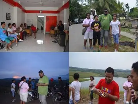 Kegiatan Fans BeeTalk Radio Suara Kasih Papua. Perkenalan Doa Bersama dan Kunjungan ke Kampung Puai, Rekreasi bersama ke Danau Love.